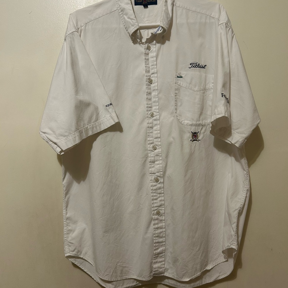 Titleist Tommy Hilfiger L White Golf Shirt Footjoy & Cobra logo Collectors item!